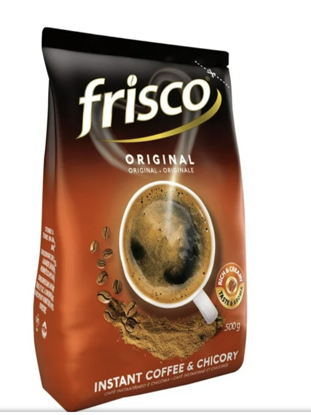 Frisco Original Instant Coffee & Chicory 500 g pack.