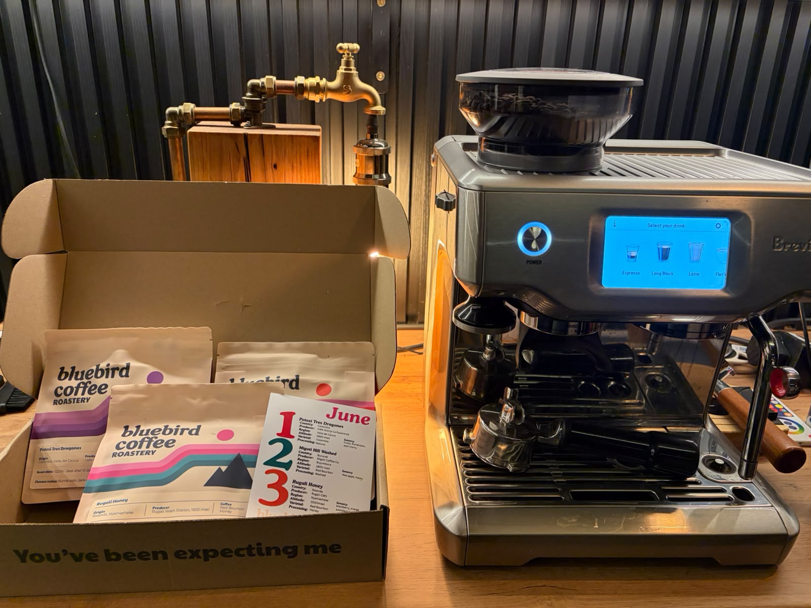 Bluebird Coffee Roastery June 2026 subscription box with Breville Barista Touch